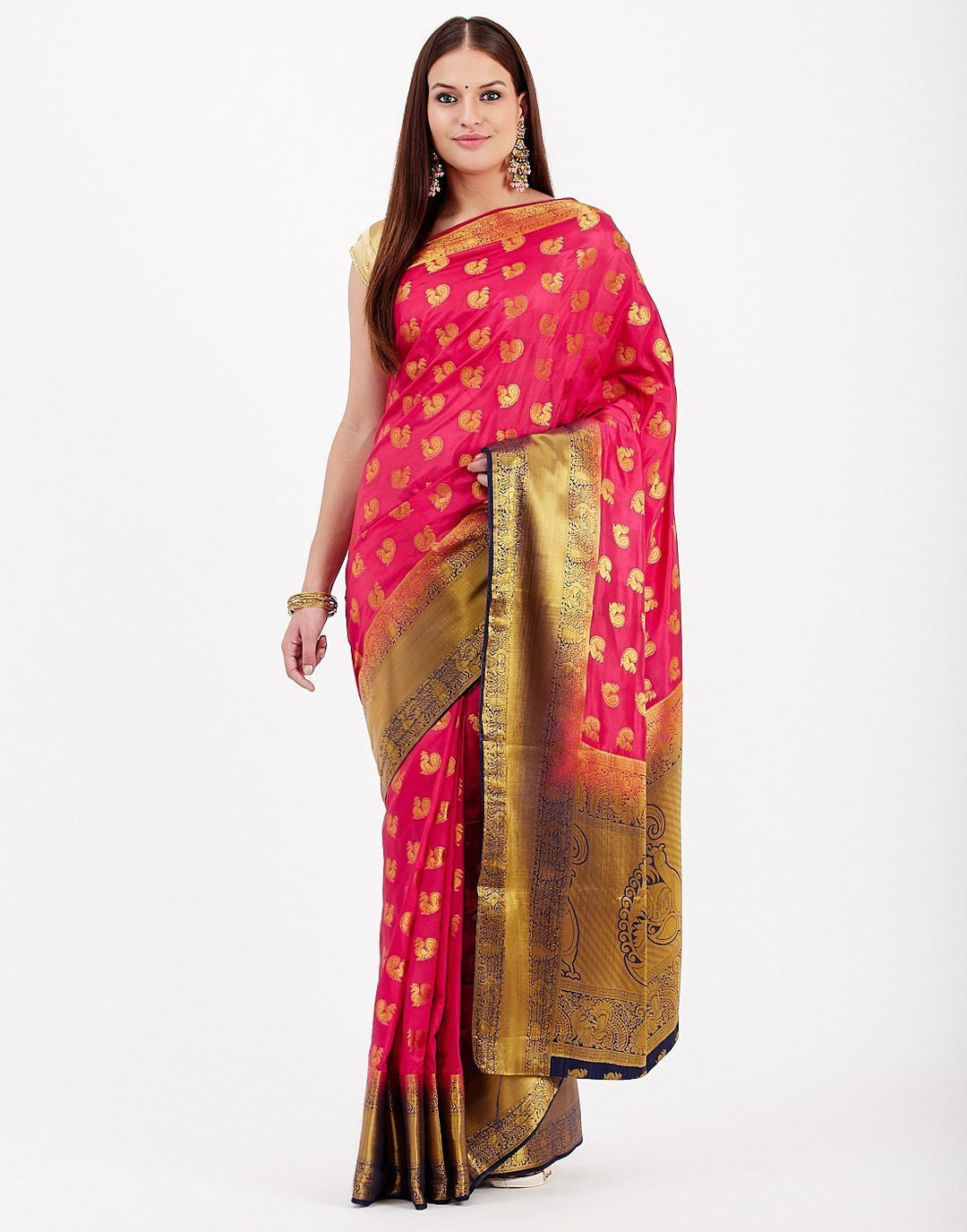 MBZ Meena Bazaar-Green Art Handloom Saree