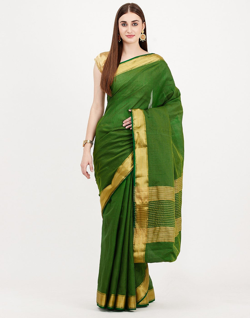 Green Art Handloom Woven Saree