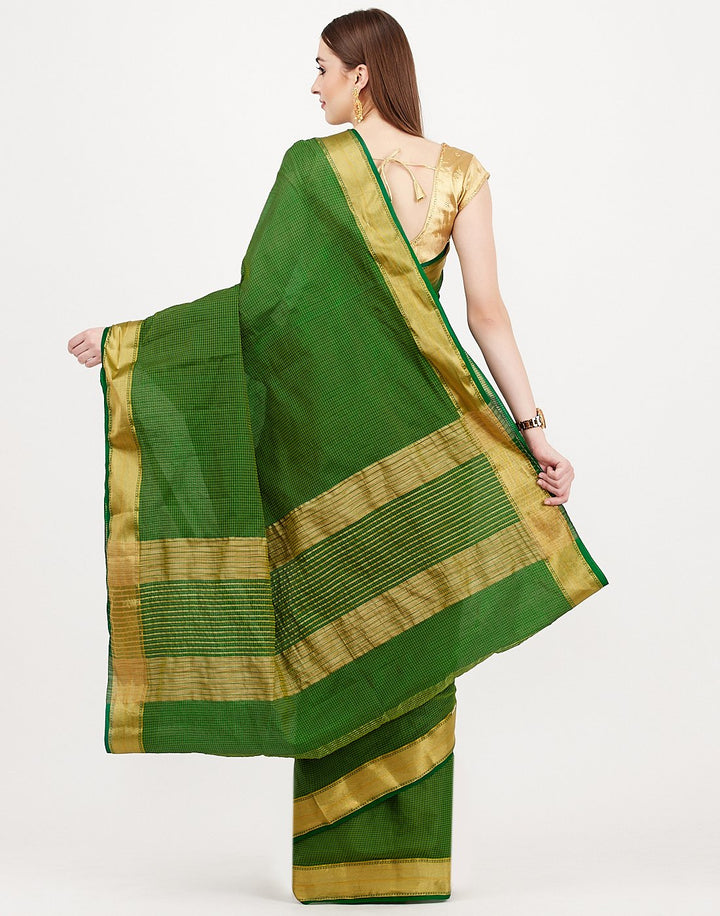 MBZ Meena Bazaar-Green Art Handloom Woven Saree