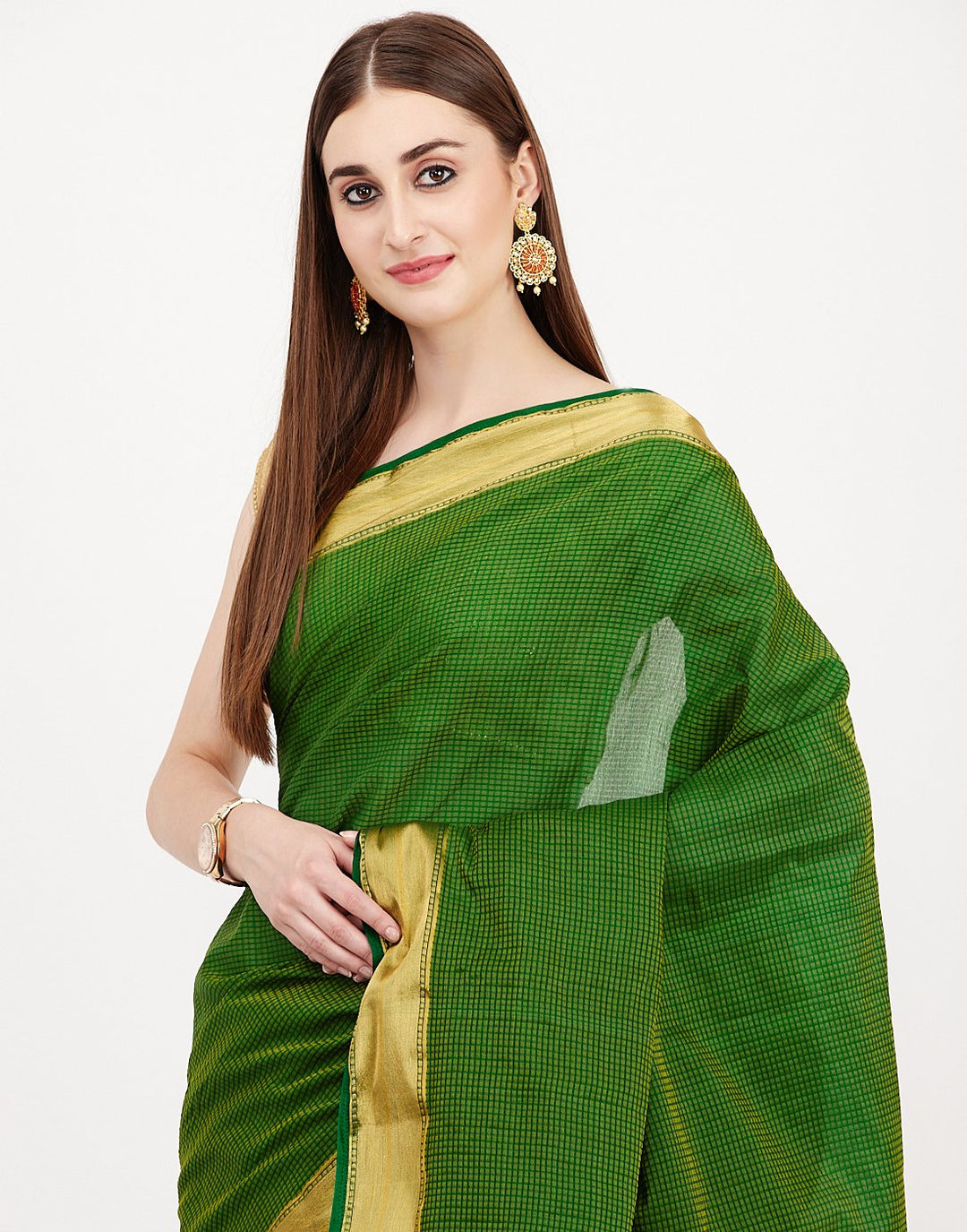 Green Art Handloom Woven Saree