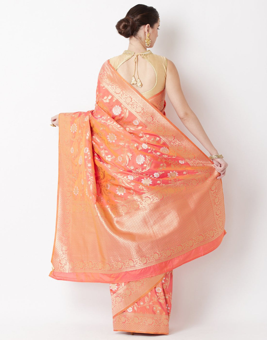 Orange Rani Banarasi Saree