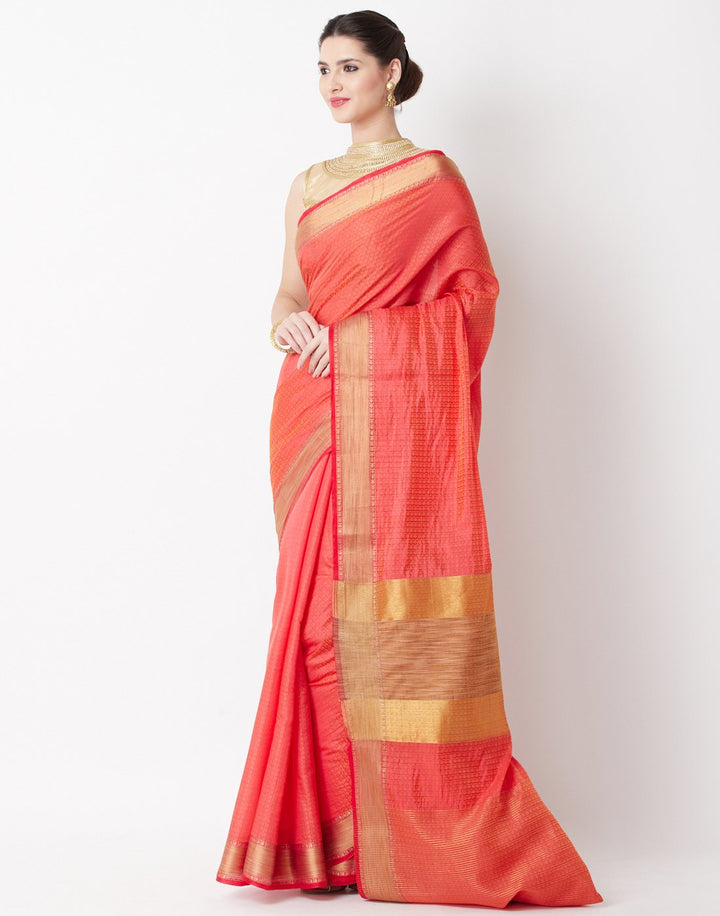 Red Art Handloom Saree