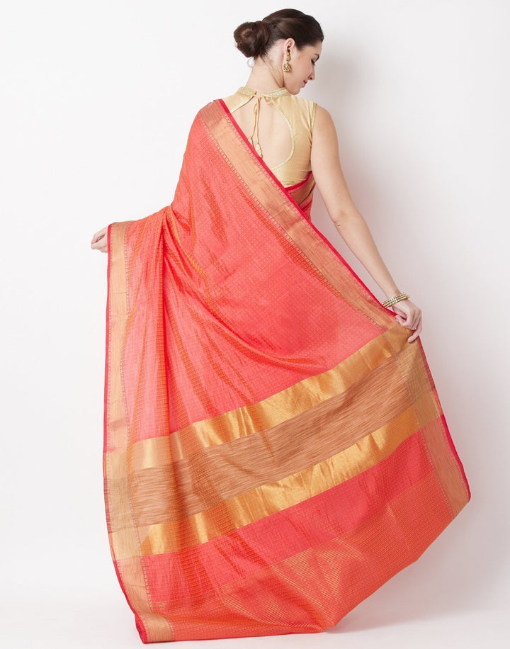 MBZ Meena Bazaar-Red Art Handloom Saree