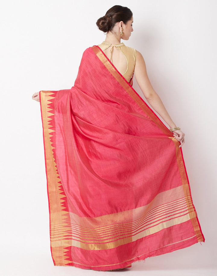 Hot Pink Art Handloom Saree