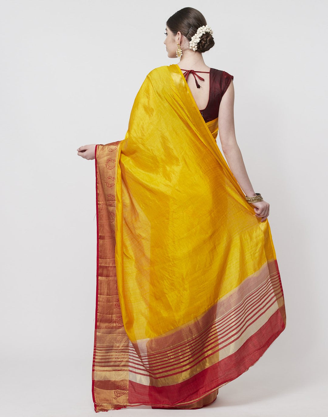 MBZ Meena Bazaar-Hot Pink Art Handloom Woven Saree
