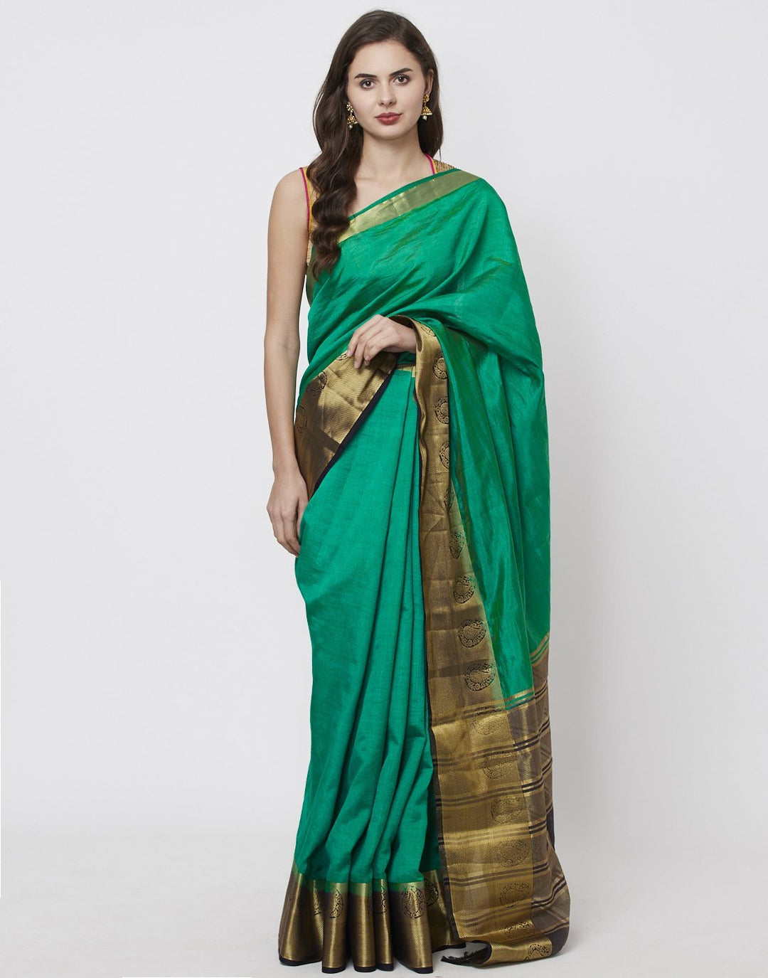 MBZ Meena Bazaar-Hot Pink Art Handloom Woven Saree