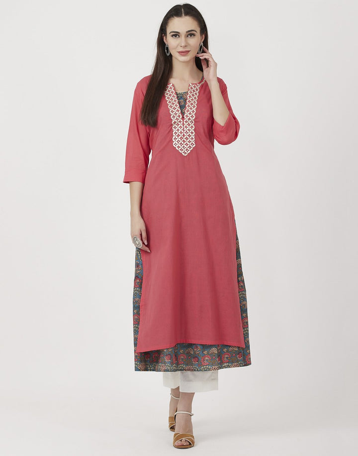 Coral Cotton Kurti