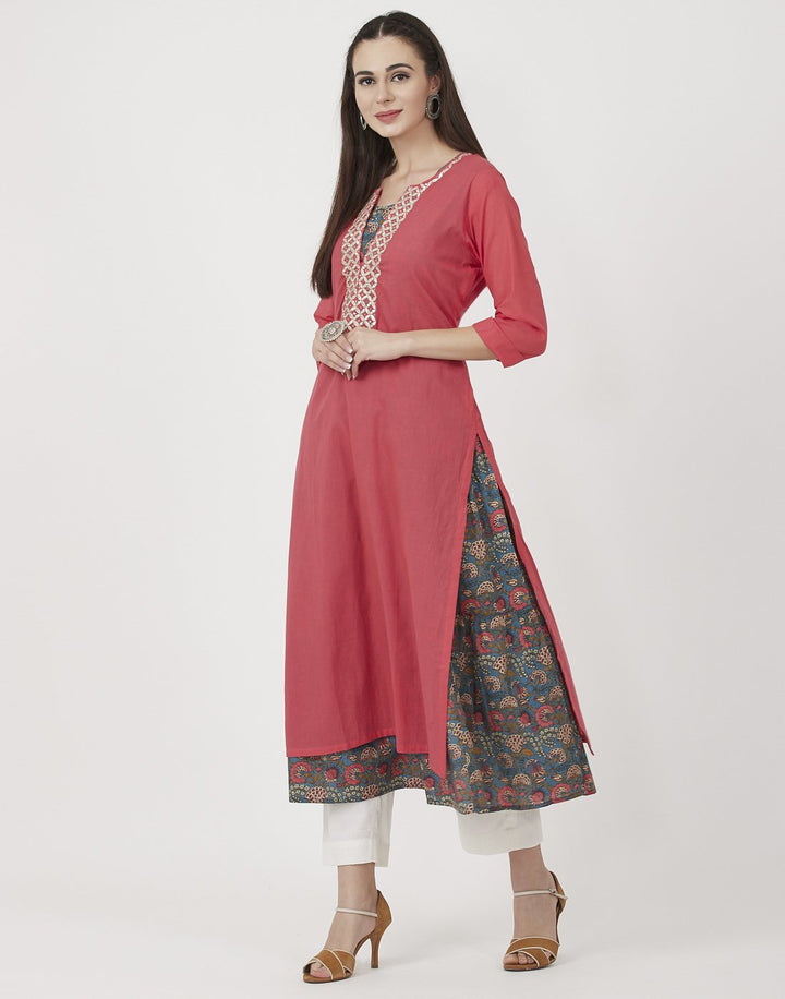 Coral Cotton Kurti