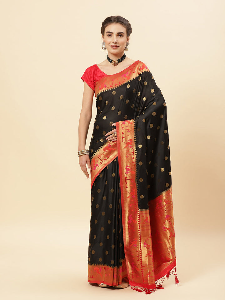 Paithani Silk Saree With Contrast Blouse