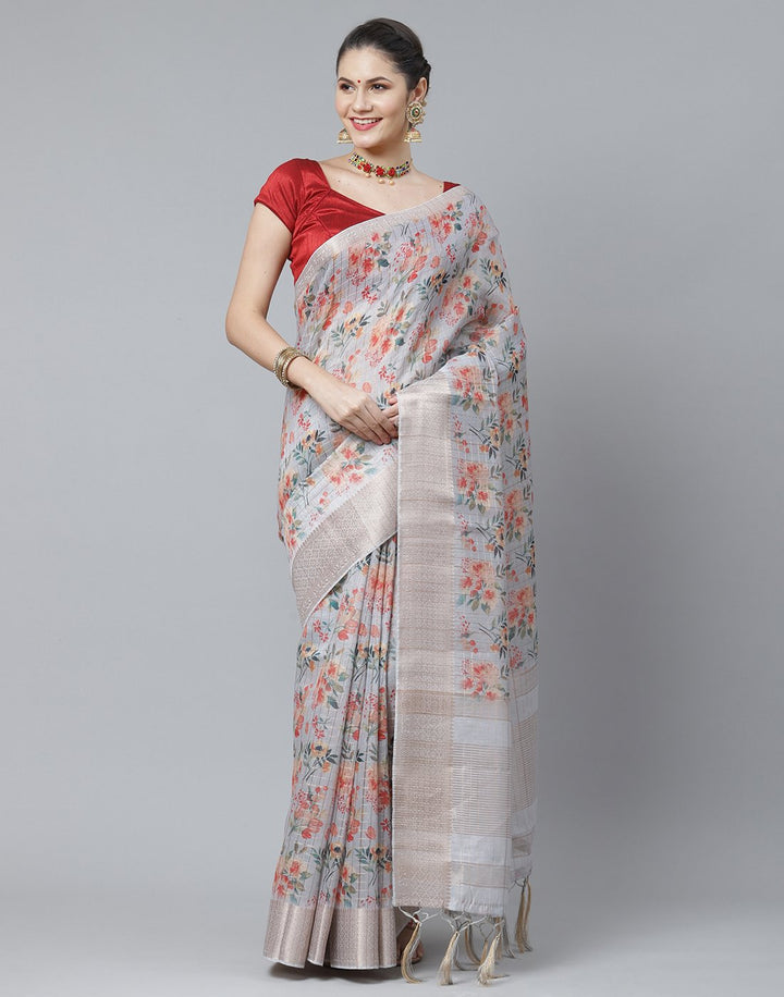 Floral Cotton Printed Saree