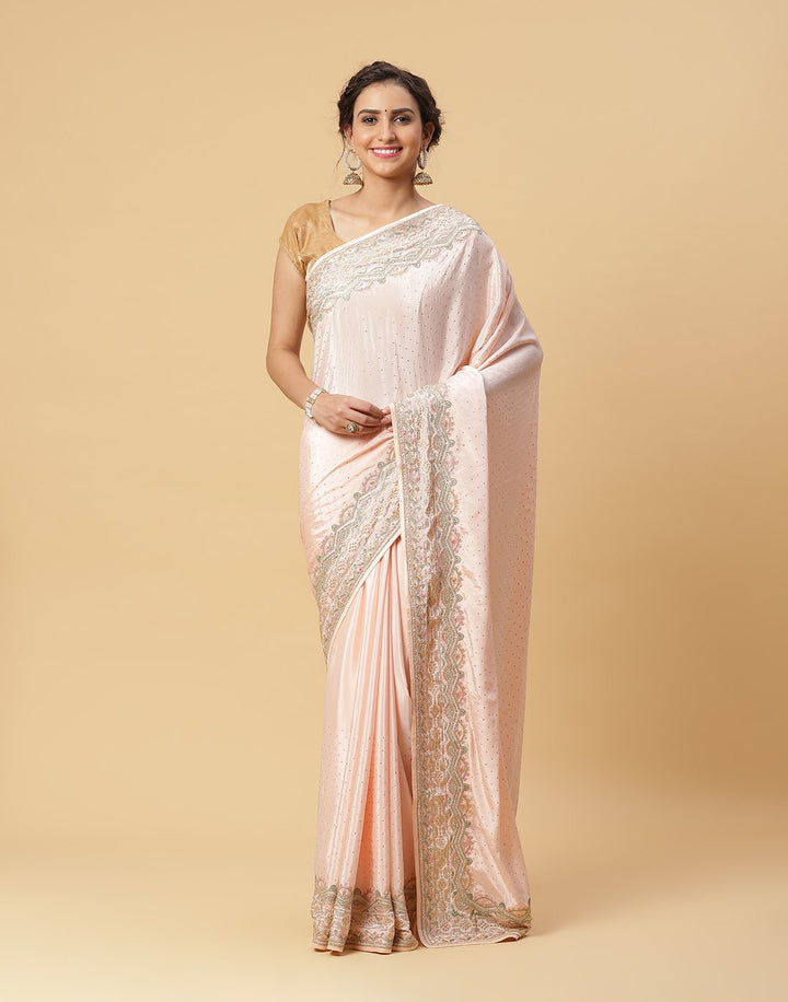 Embroidered Satin Saree