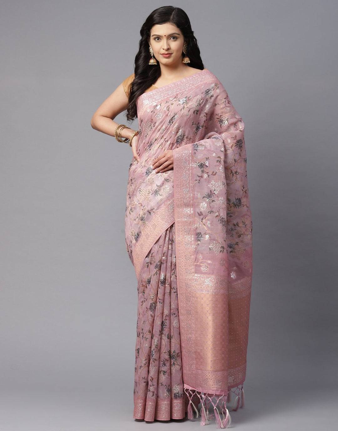 Printed Cotton Chanderi Saree
