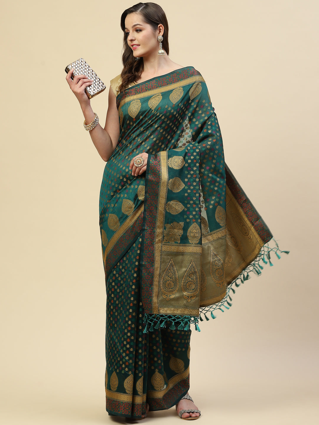 Stone Booti Cotton Woven Saree