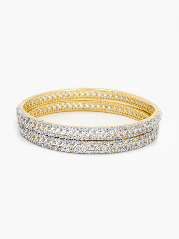 Silver &amp; White AD Bangle Set