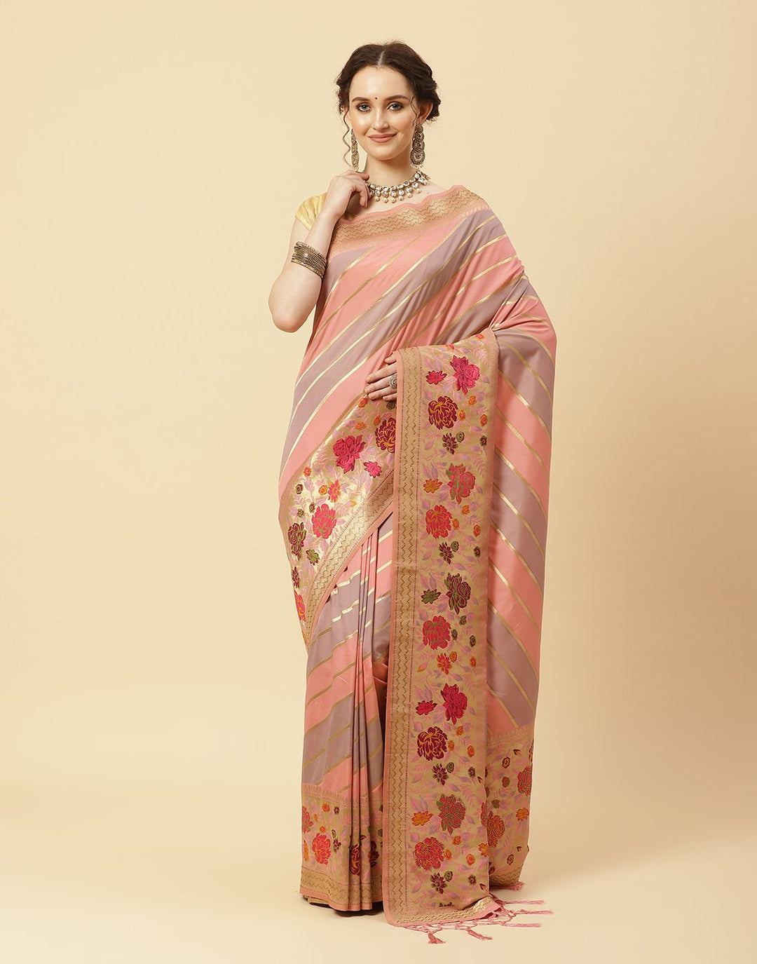 Woven Banarasi Saree With Stone Booti