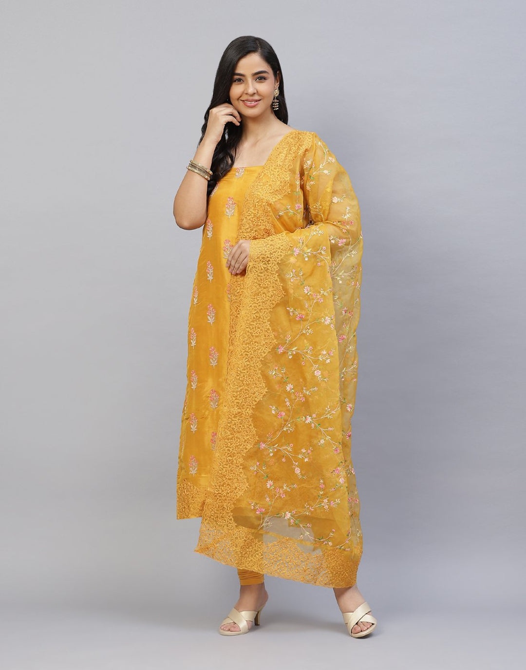 Embroidered Handloom Dupion Suit Piece