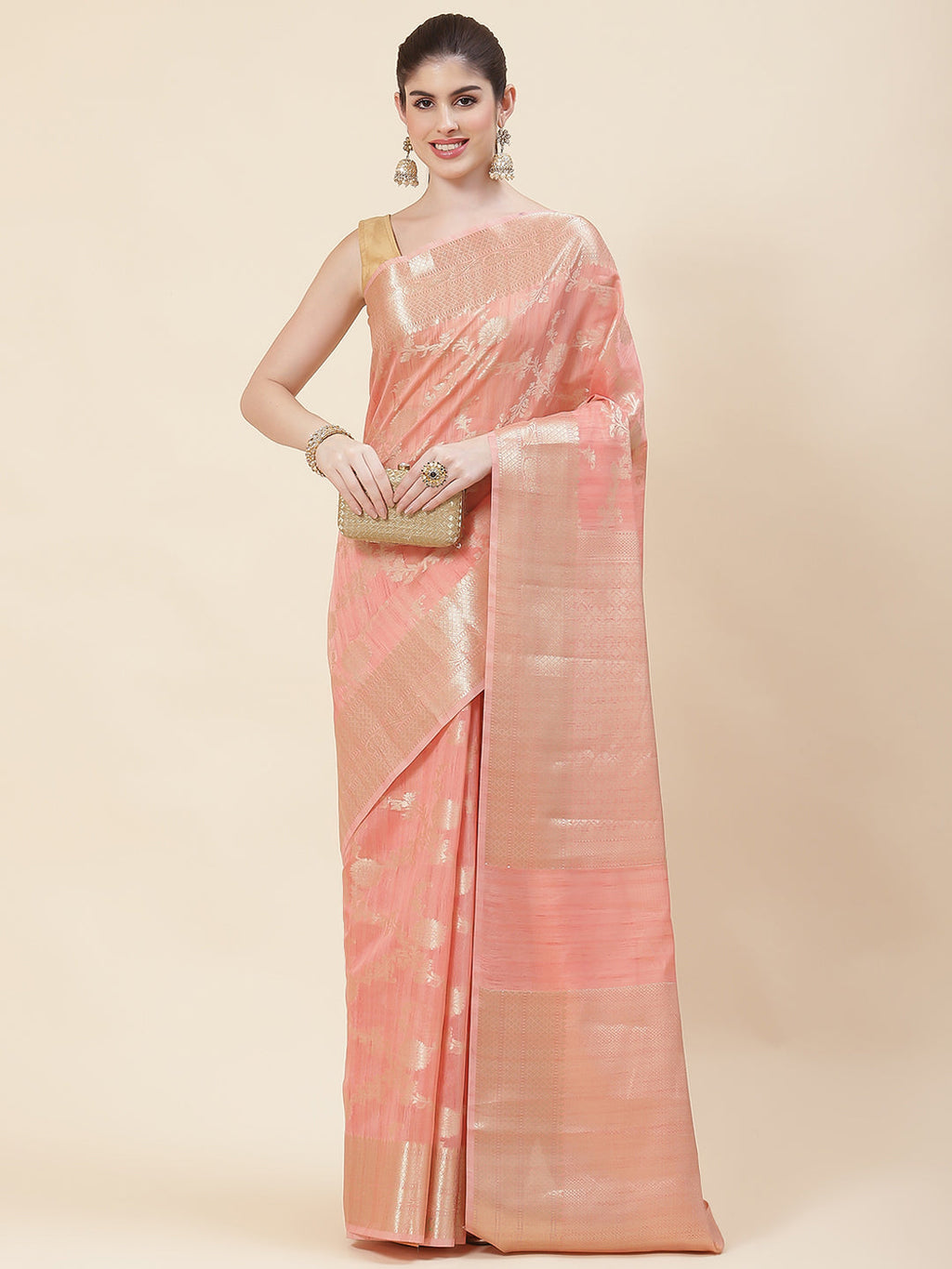 Floral Zari Jaal Cotton Woven Saree