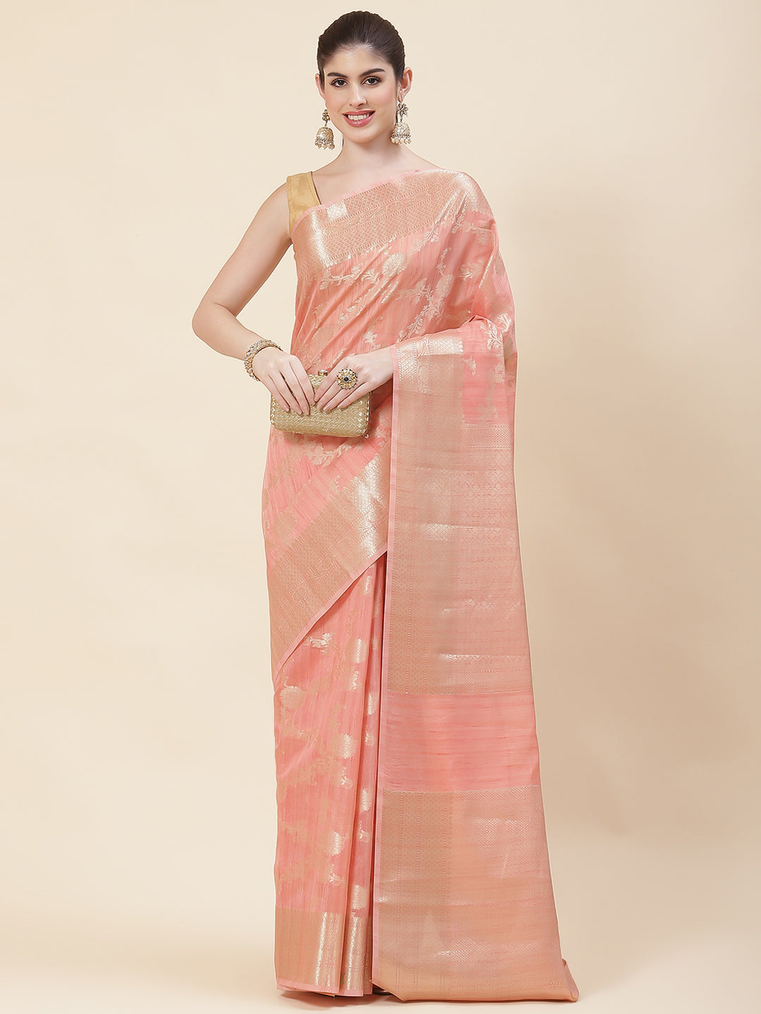 Floral Zari Jaal Cotton Woven Saree