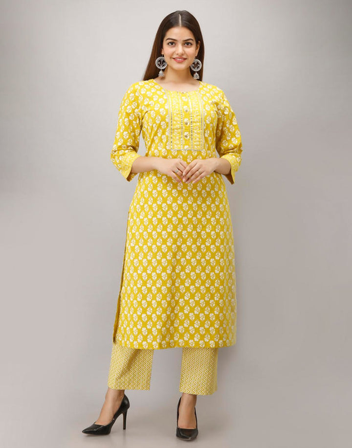 Printed Cotton Kurti With Pant