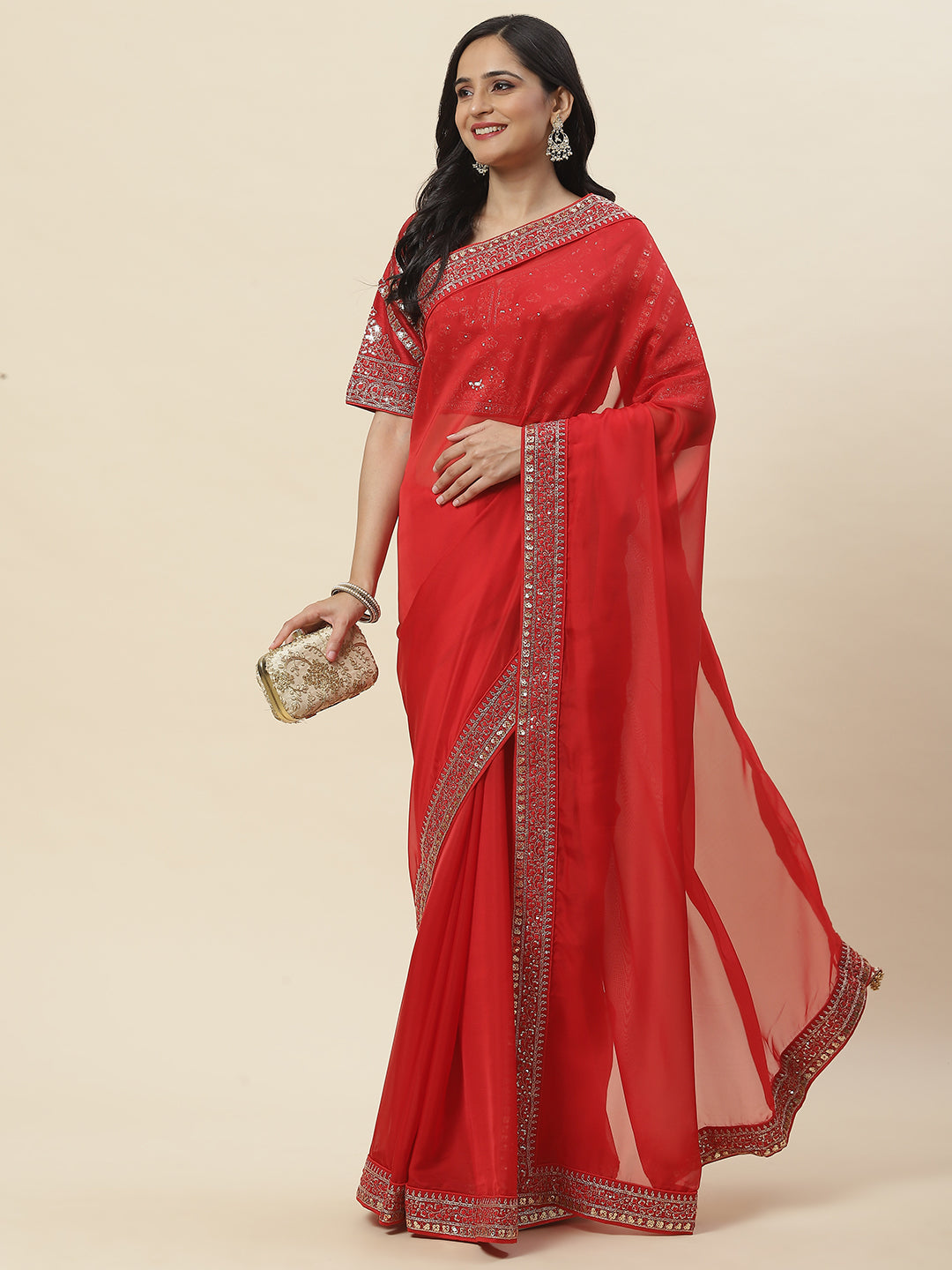 Embroidered Organza Saree