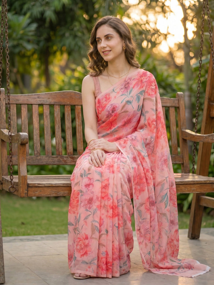 Digital Print Chiffon Saree