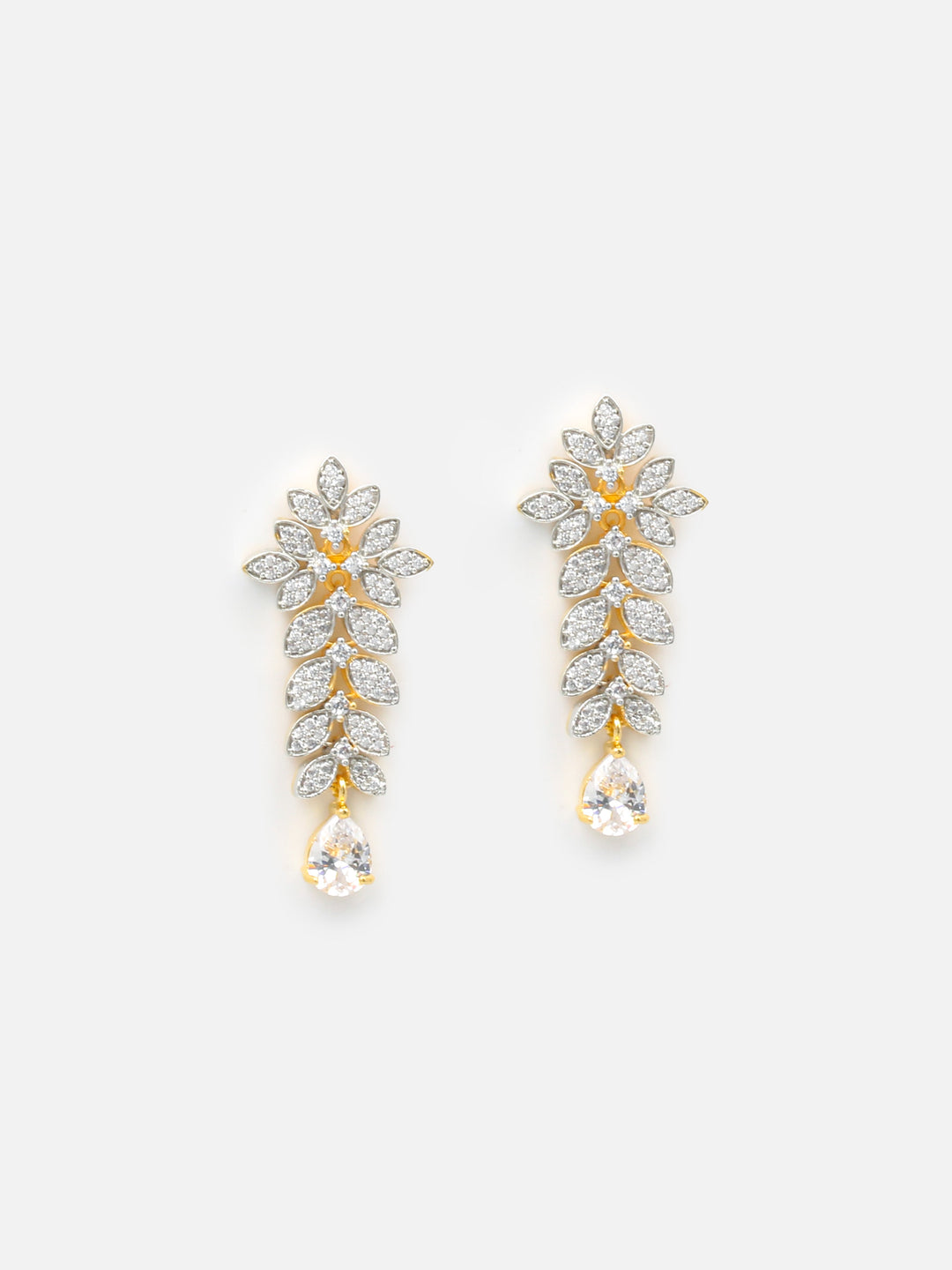 Gold &amp; White Drop Earrings