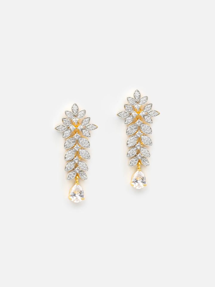 Gold &amp; White Drop Earrings