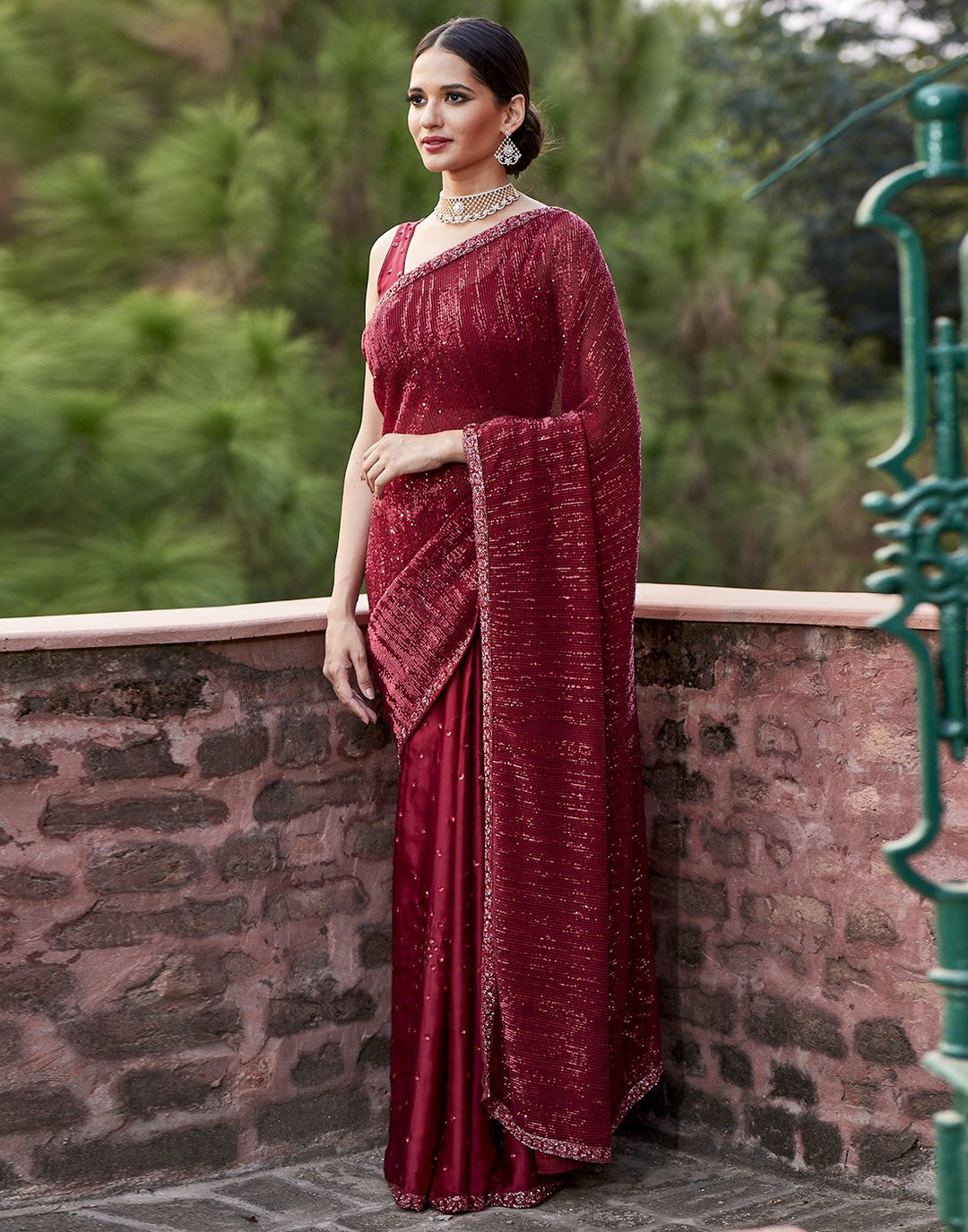 MBZ Meena Bazaar-Satin Silk Saree With Sequence Work