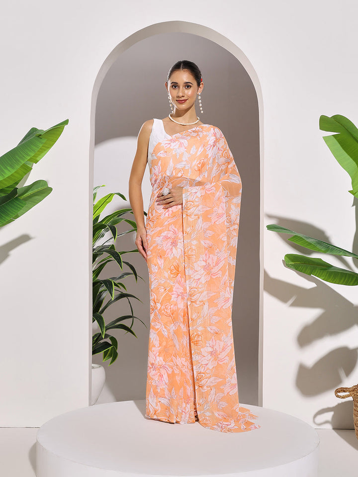 Floral Printed Georgette Saree