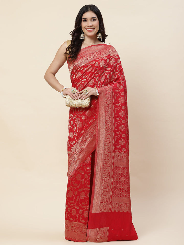 Zari Jaal Tussar Silk Plain Saree