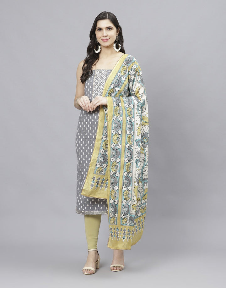 Printed Cotton Suit Piece With Dupatta