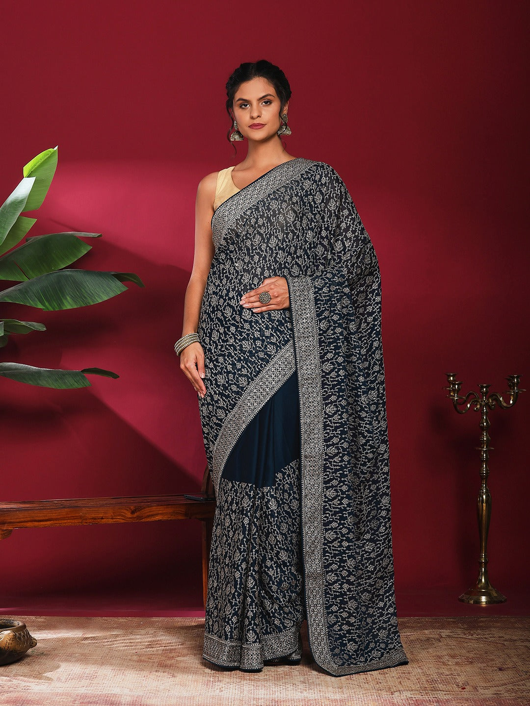 Embroidered Georgette Saree