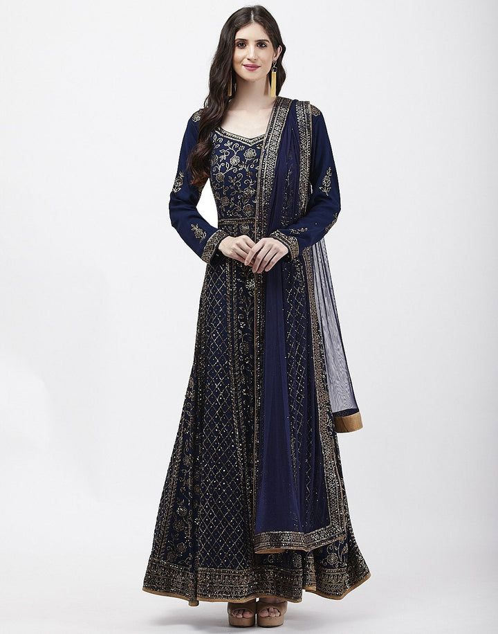 MBZ Meena Bazaar-Navy Blue Art Georgette Salwar Kameez