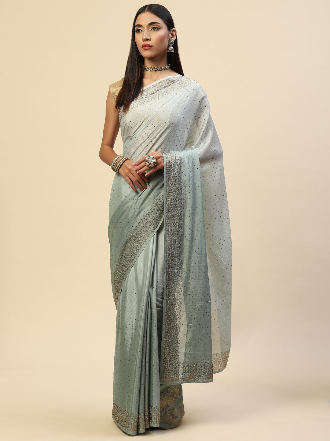 Swarovski Embroidered Chiffon Saree