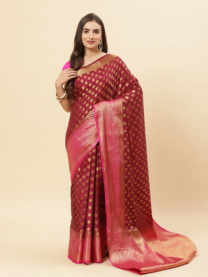 Art Handloom Saree with Zari Border Booti