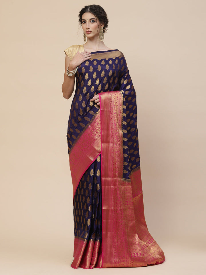 Zari Border Booti Work Art Handloom Woven Saree