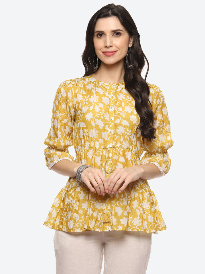Floral Printed Muslin Kurti
