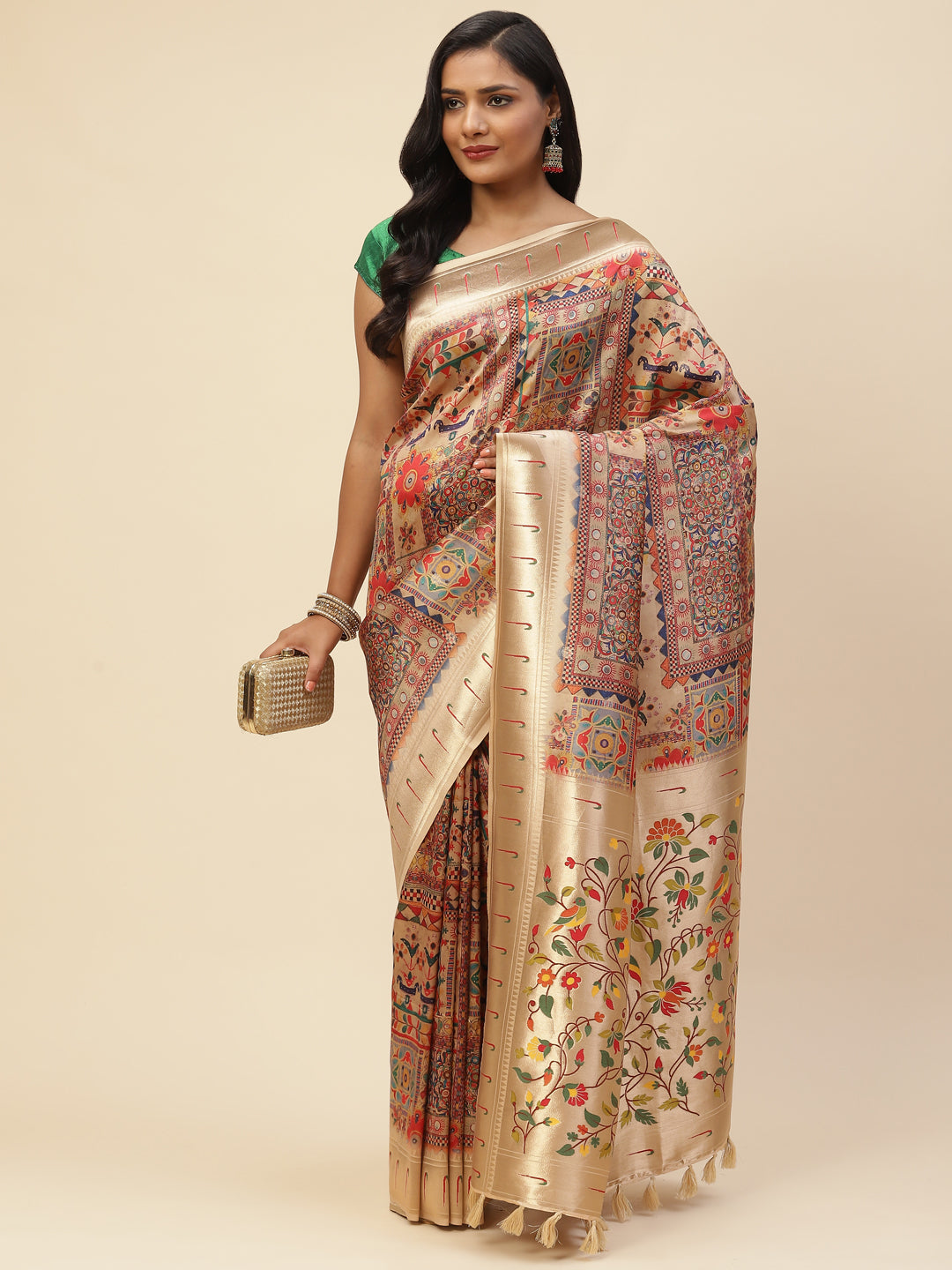 Digital Printed Satin Saree