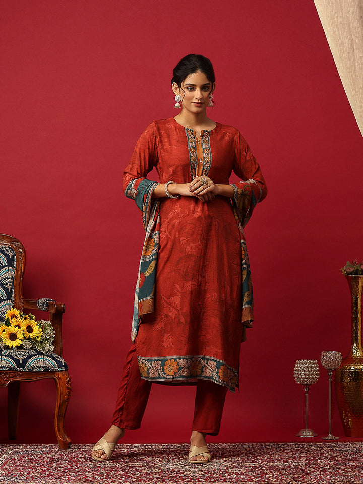Printed Muslin Kurta With Pant &amp; Dupatta