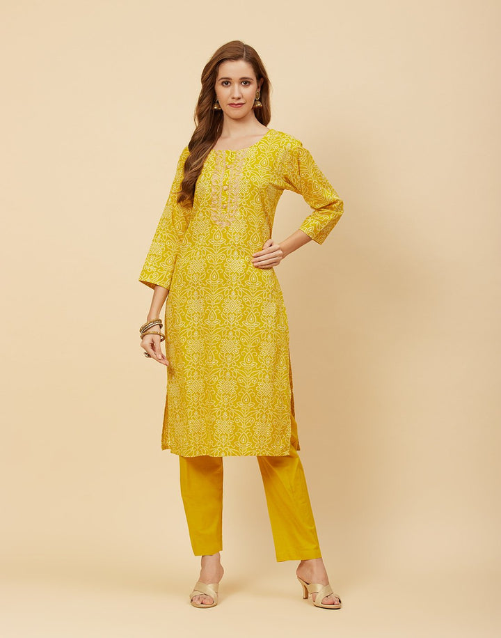 Printed Cotton Kurti With Pant
