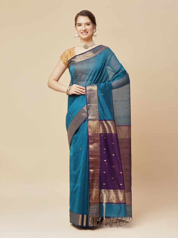 Zari Border Booti Cotton Woven Saree