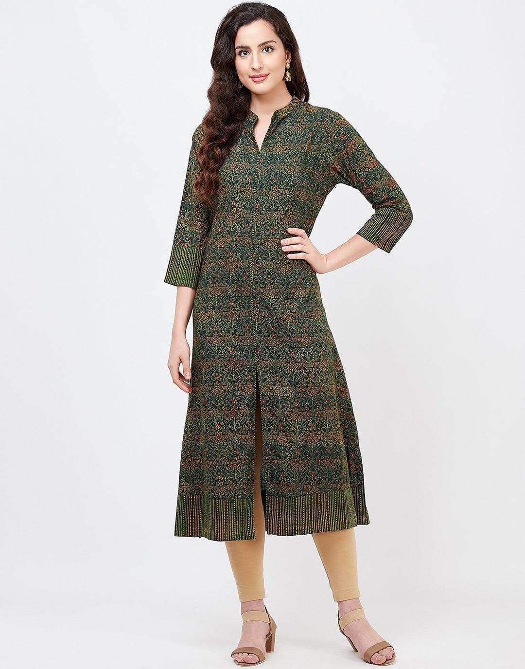 MBZ Meena Bazaar-Green Cotton Kurti