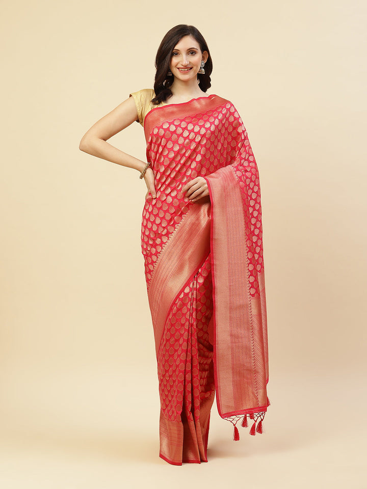 Zari Booti Border Woven Art Handloom Saree