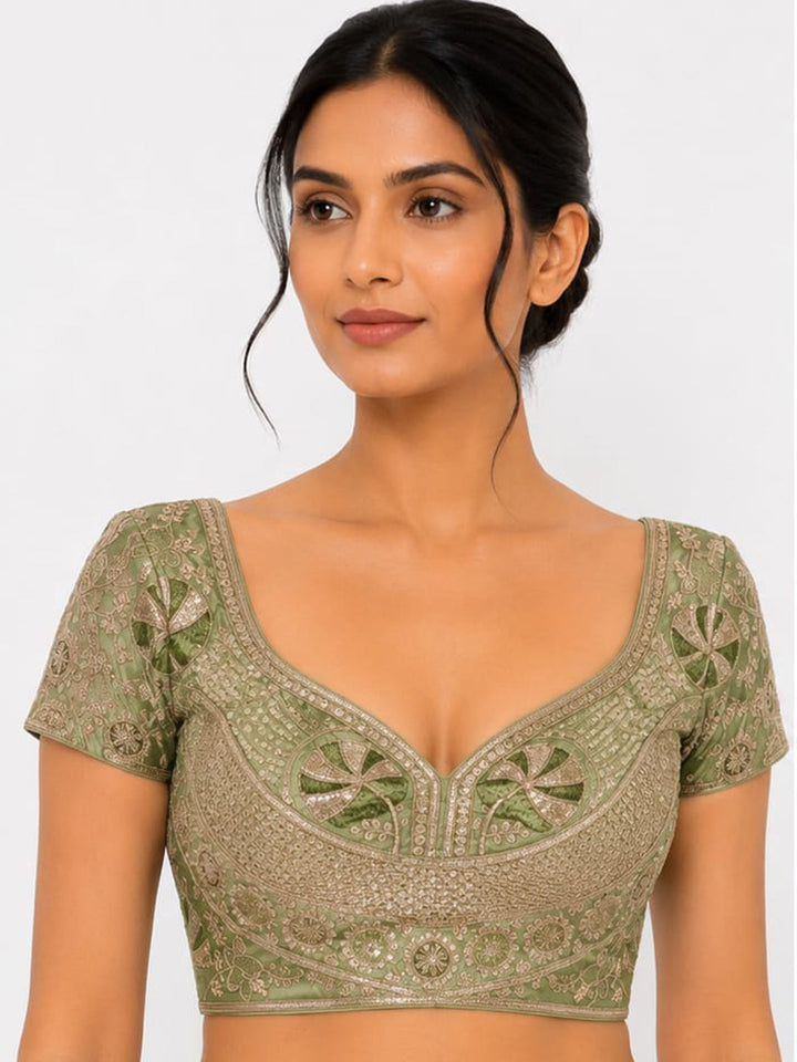 Premium Pista Embroidery Viscose Blouse Piece
