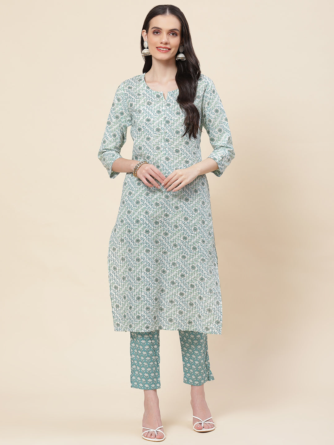 Printed Cotton Kurta With Pants