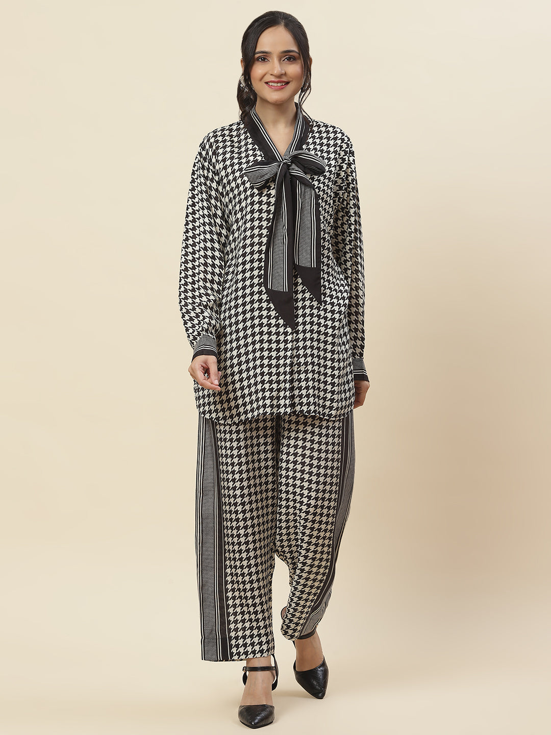 Check Printed Muslin Kurti With Palazzo