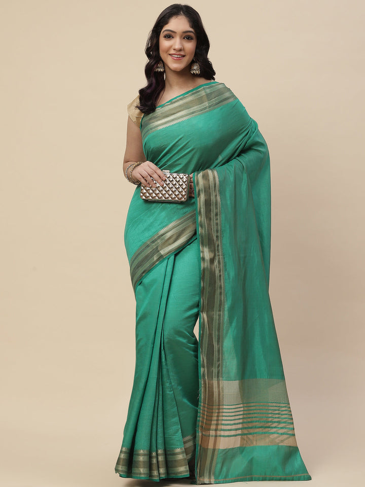 Plain Zari Border Handloom Woven Saree
