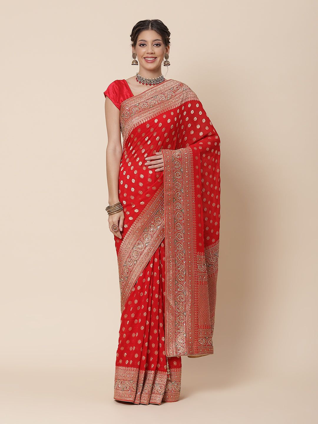 Stone Booti Banarsi Embroided Saree