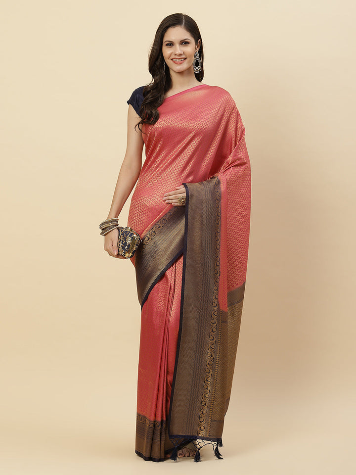 Brocade Zari Booti Art Handloom Woven Saree