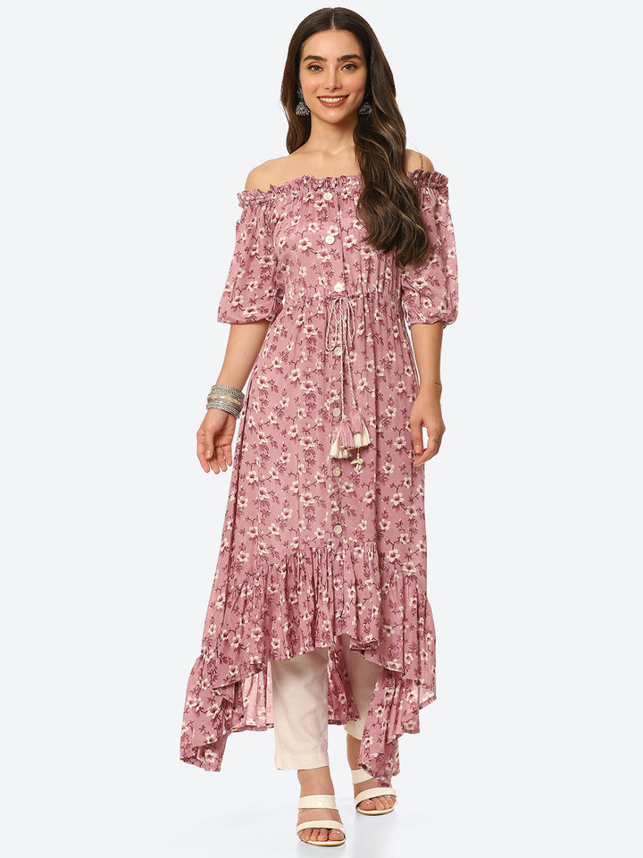 Floral Printed Muslin Kurta